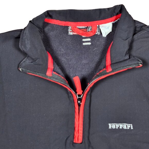Fila Ferrari Idea Mens Black Red Half-Zip Pullover With Zipped Pockets XL Vtg - Picture 3 of 11